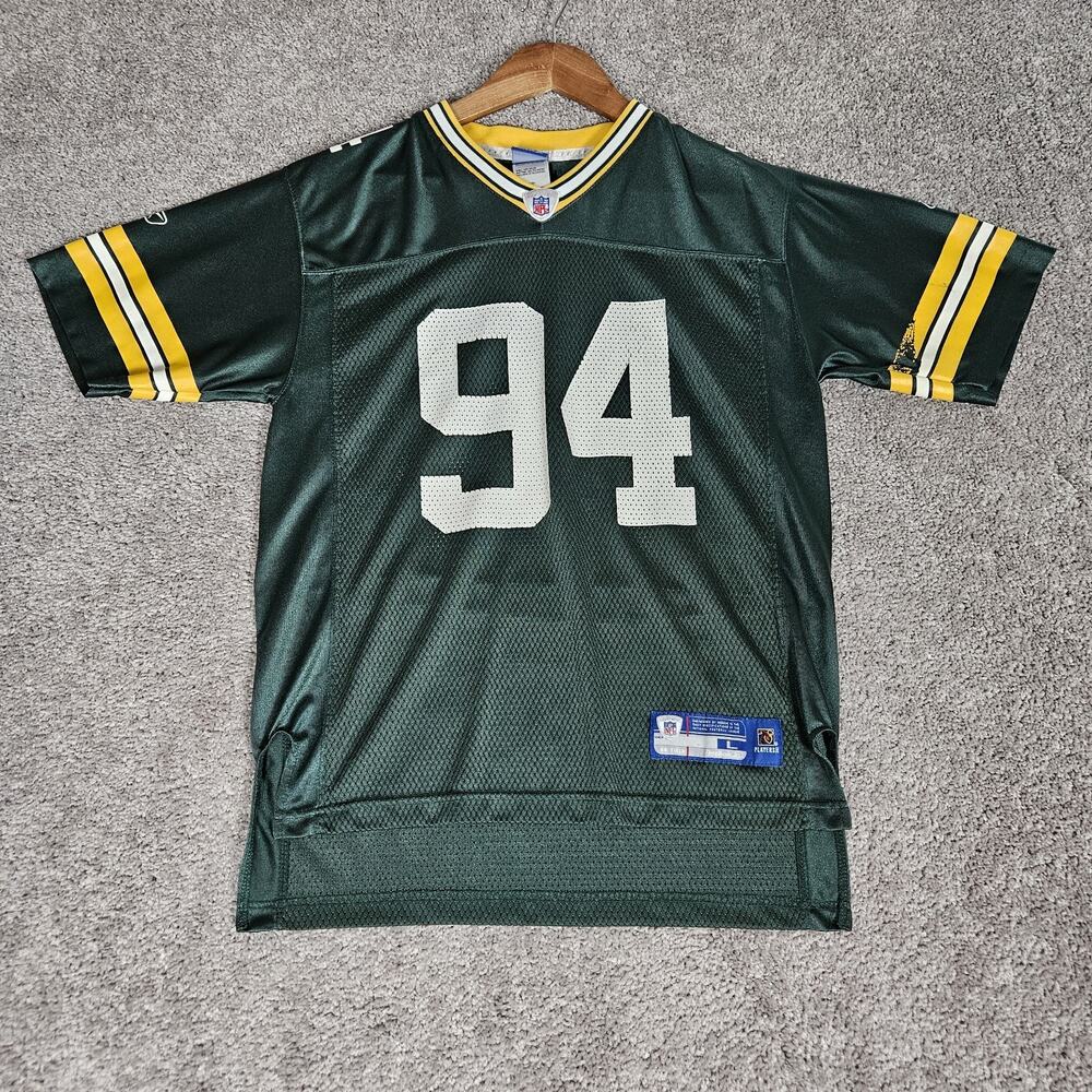 Vtg Green Bay Packers Gbaja-Biamila Jersey Youth Large Reebok NFL Football
